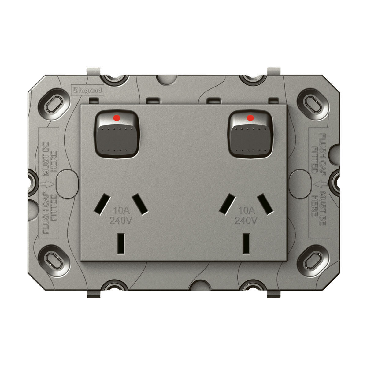 Hpm Arteor Double Powerpoint Grid - 2 Gang - 113mm x 77mm - Magnesium - SuperSaverAU - view 1
