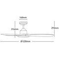 Mercator Raptor S 122cm DC Ceiling Fan with LED Light - White, 20W CCT Light, 6-Speed Remote - FC978123WH