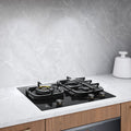Electrolux 60cm Natural Gas Cooktop - Black Ceramic Glass, Dual Flame Wok Burner, 3 Year Warranty - EHG635BE