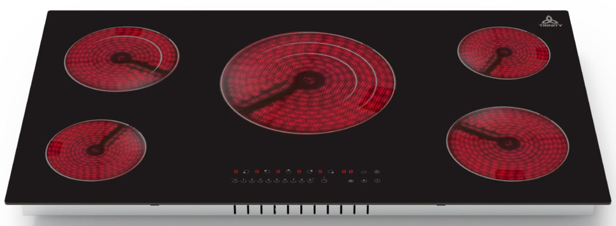 Trinity 90cm Ceramic Touch Control Cooktop - 5 Elements, 8 Zones, Triple Zone, Overflow Detection - TRC900CT