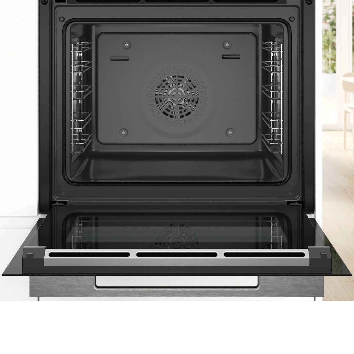 Bosch Series 8 Built-In Oven - 71L, 14 Functions, Air Fry, Home Connect, Black Glass - HBG7341B1A
