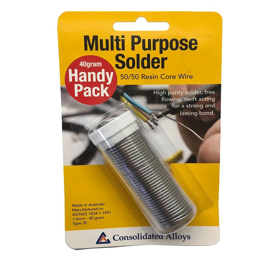 Consolidated Alloys Resin Core Solder 40g 50/50 - Tin Lead Alloy - Silver - SuperSaverAU - view 1