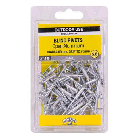 Otter 4.0 x 12.7mm Open Aluminium Blind Rivets 100 Pack