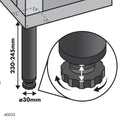 Adoored Table Leg - 30 x 230mm - Steel - Black Round Design - SuperSaverAU - view 3