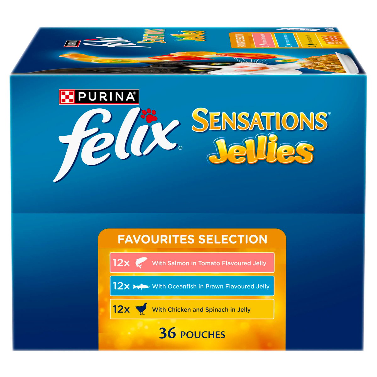 Felix Sensations Jellies Favourites Wet Cat Food 85g x 36 Pack - Complete Nutrition - SuperSaverAU - view 2