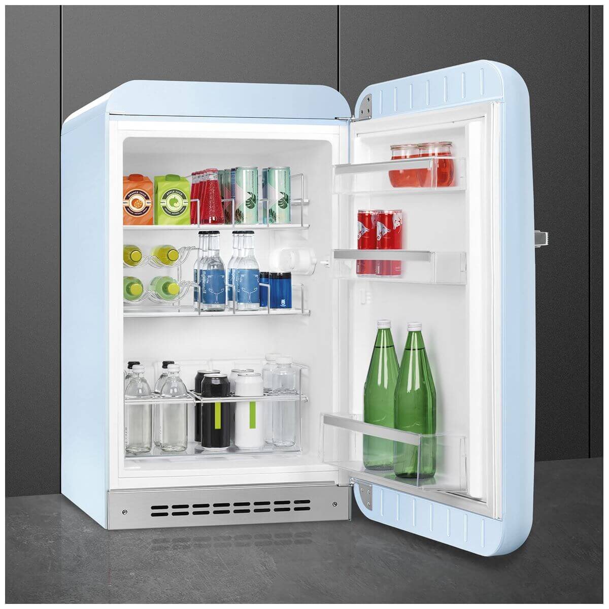 Smeg 50s Retro Style Happy 135L bar fridge - right hinge, pale blue, 6 star energy rating - FAB10HRPB6