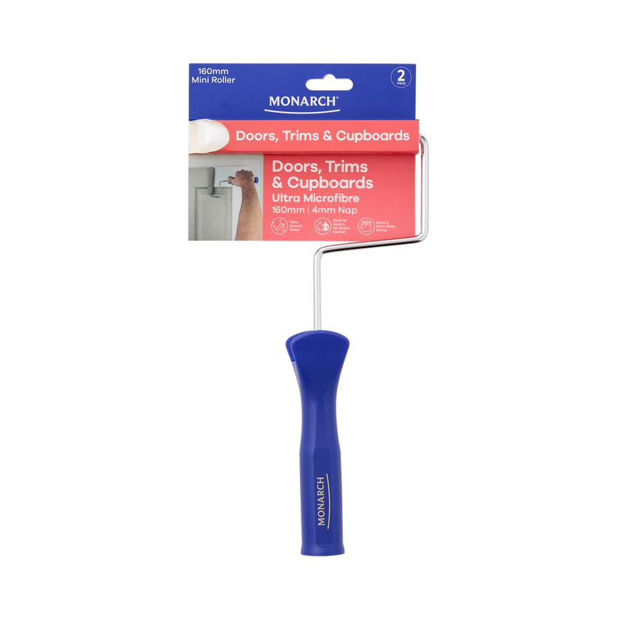 Monarch Mini Roller - 2 Piece 160mm 4mm Nap - Ultra Microfibre - Red - SuperSaverAU - view 1