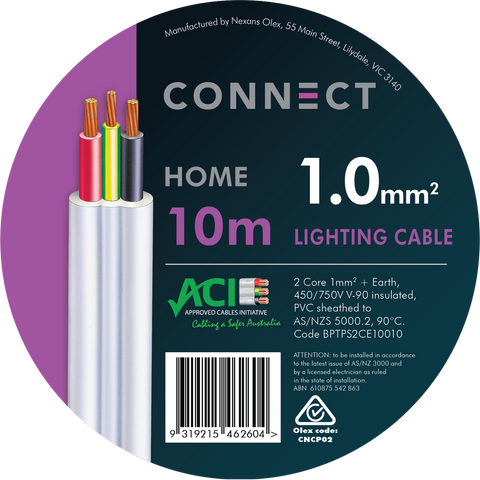 Olex 2 Core and Earth Lighting Cable - 1mm x 10m - White - Indoor Use - SuperSaverAU - view 1