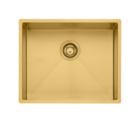 Oliveri Spectra single bowl brushed gold stainless steel sink - top, under or flush mount - SB50AU