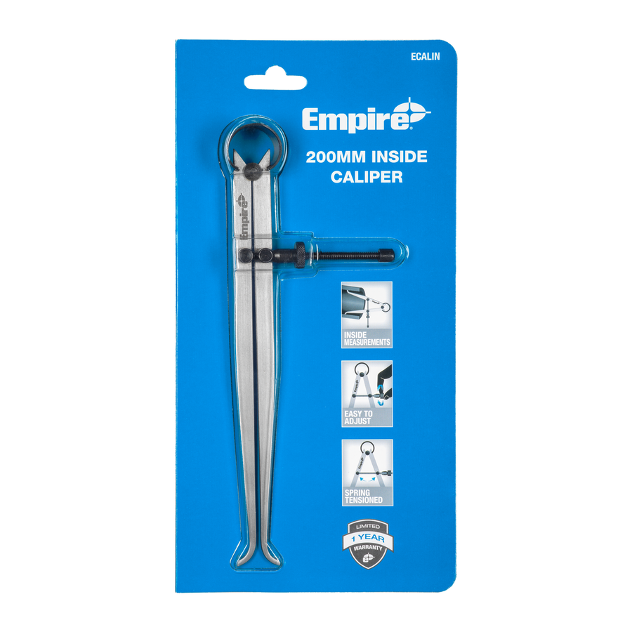 Empire 200mm Inside Spring Calipers - Carbon Steel, Lockable for Internal Measuring