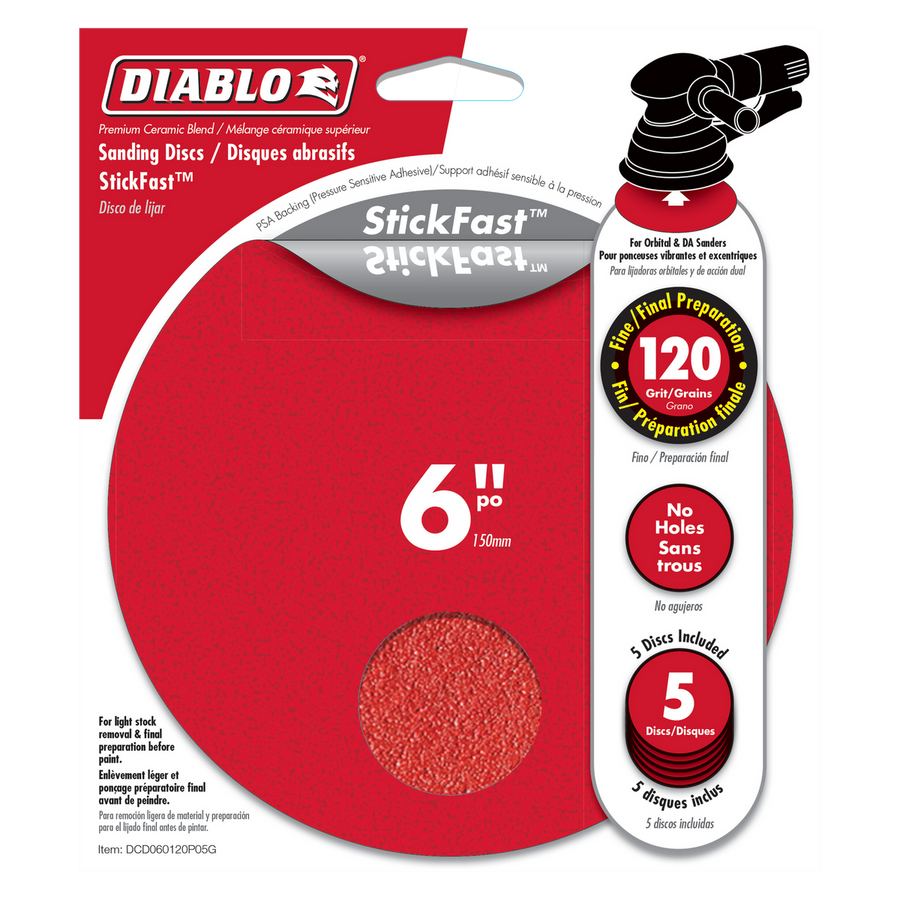 Diablo 150mm 120 Grit Abrasive Random Orbital Sheets 5 Pack - Red - SuperSaverAU - view 1