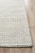 Rug Culture Studio Large Rug 280x190cm - Silver Felted Wool, Hand Woven Flatweave - STUD320SIL280X190