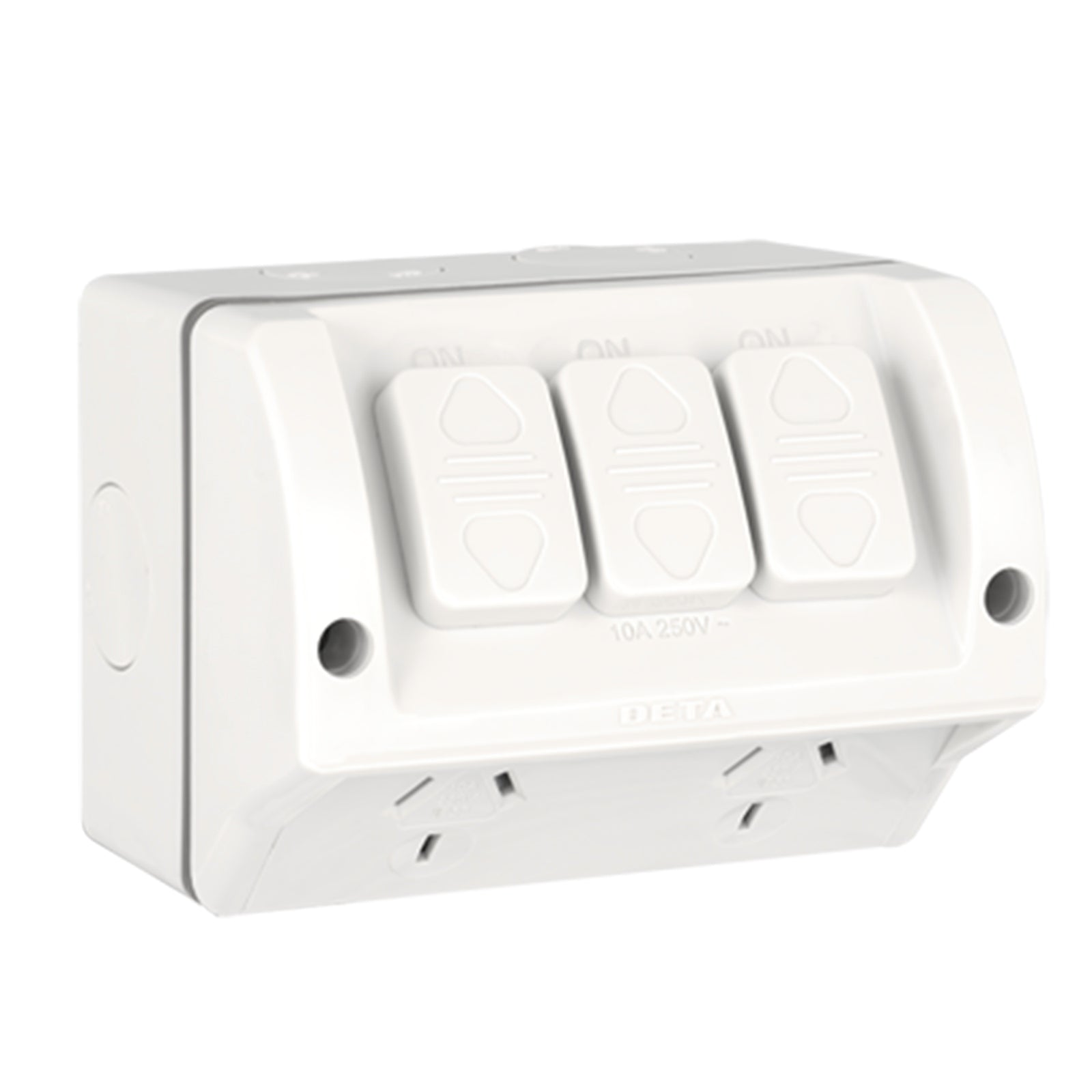 Deta 240v 10 Amp Double Outlet Outdoor Powerpoint With Extra Switch - SuperSaverAU - view 1