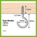 Everhang Cup Hook 14mm Zinc Plated 25 Pack Easy Install Durable - SuperSaverAU - view 4