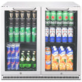 Husky 203L Double Door Home Bar Drinks Chiller - White, Low-E Glass, Manual Dial Control - C2HHMBWHAU