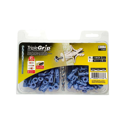 Cobra Triple Grip Anchor Screws 70 Pack - 5.0mm - Superior Holding Power - SuperSaverAU - view 1