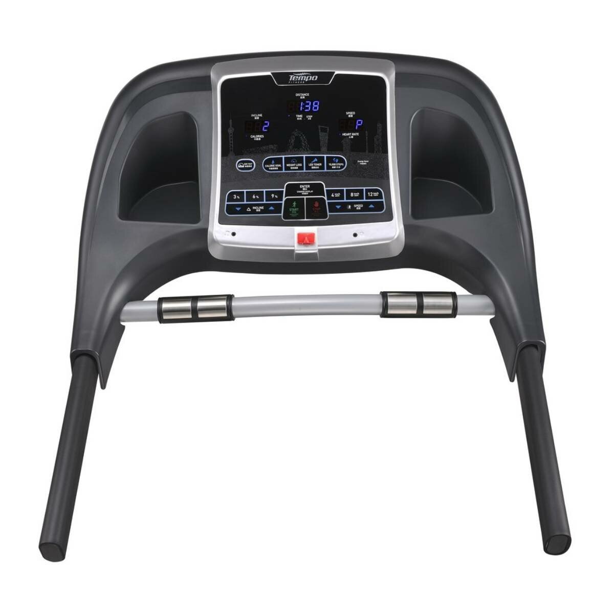 Tempo Fitness T82 Treadmill - 1.75 CHP Motor, 0-10% Incline, 4 Workout Programs, Grey - TP-T82
