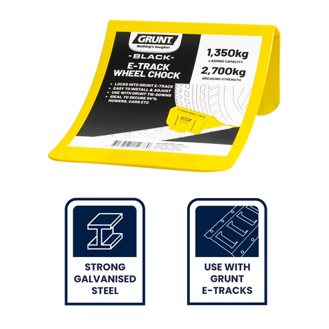 Grunt E-Track Wheel Chock 165 x 100mm Steel, Single