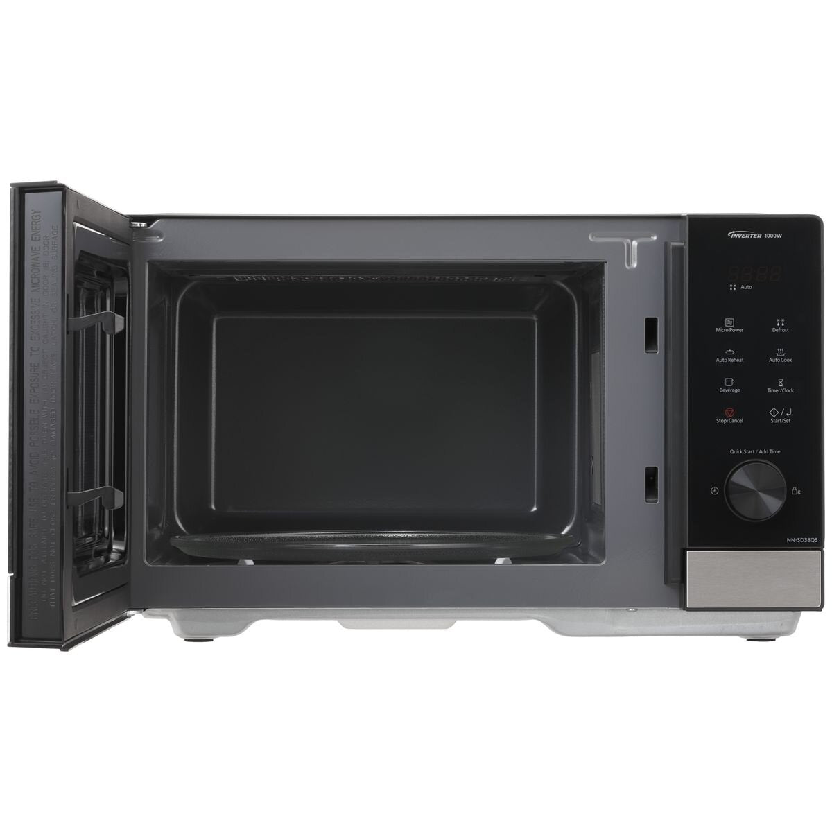 Panasonic 29L inverter microwave oven - 1000W, black with stainless steel trim, 17 auto menus - NN-SD38QSQPQ