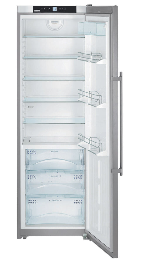 Liebherr 403L Upright Fridge - BioFresh Zones, SmartSteel Stainless Steel, SuperCool - SKBES4210