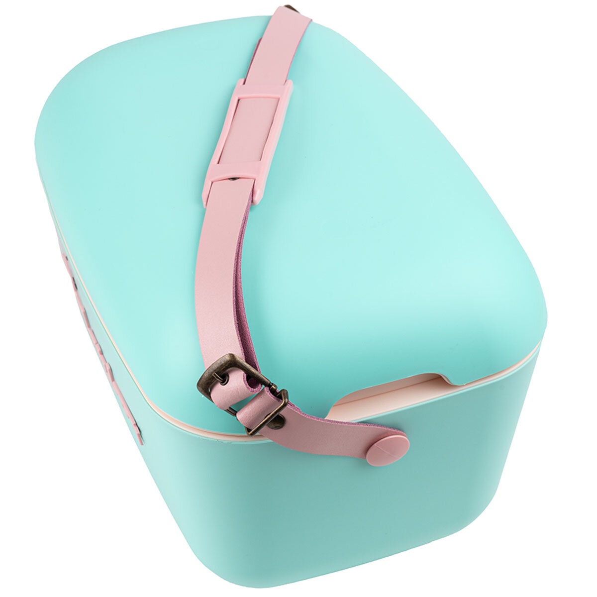 Polarbox Pop 12L Cooler - Cyan with Rose Logo and Strap - Thermal Insulation - PLBP12CR