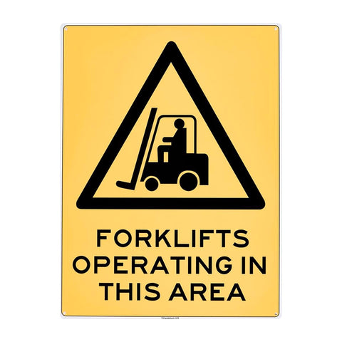 Sandleford Forklifts Operating Sign 450 x 600mm Polypropylene Yellow/Black - SuperSaverAU - view 1
