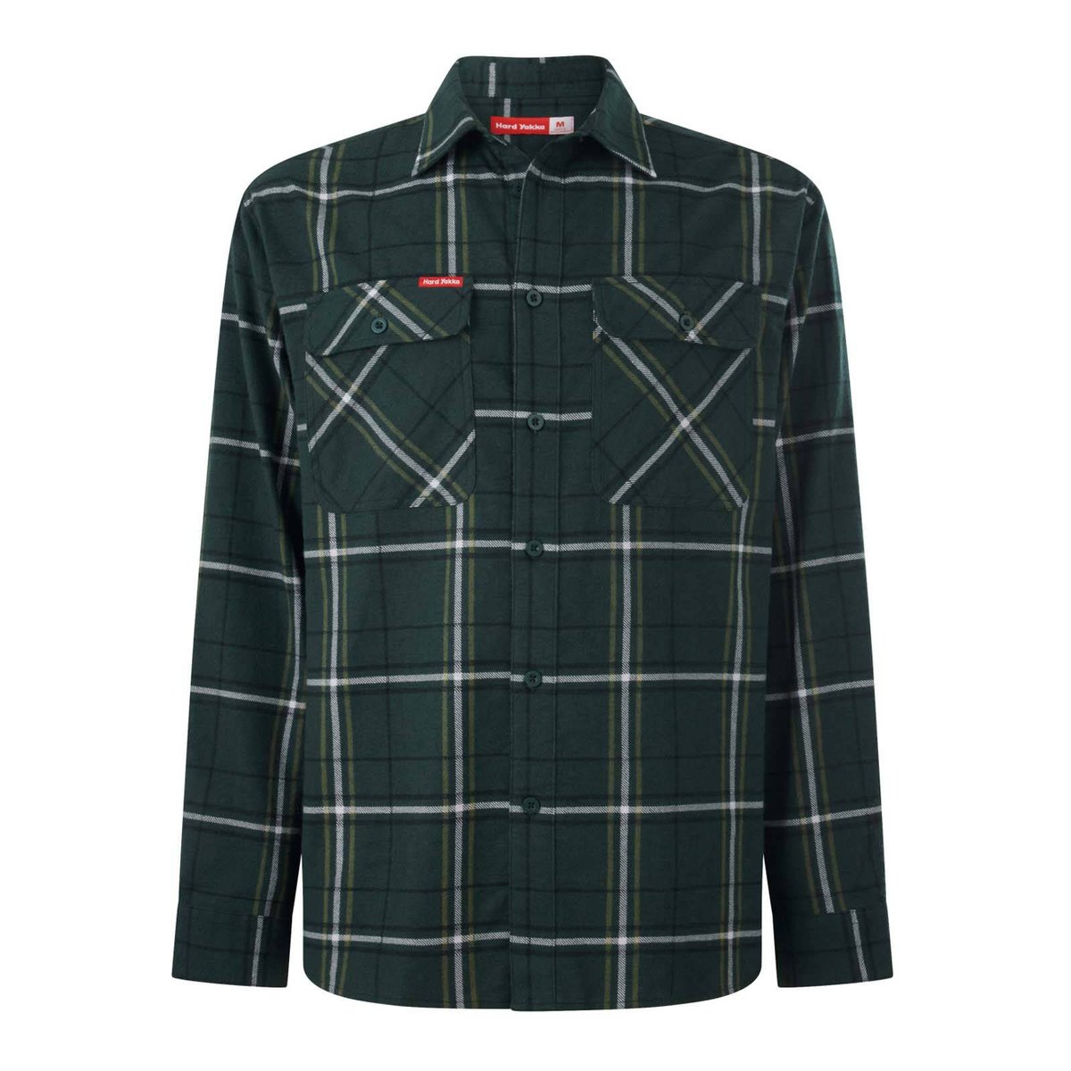 Hard Yakka Long Sleeve Flannel Shirt Size L - Green Check - Durable Comfort - SuperSaverAU - view 1