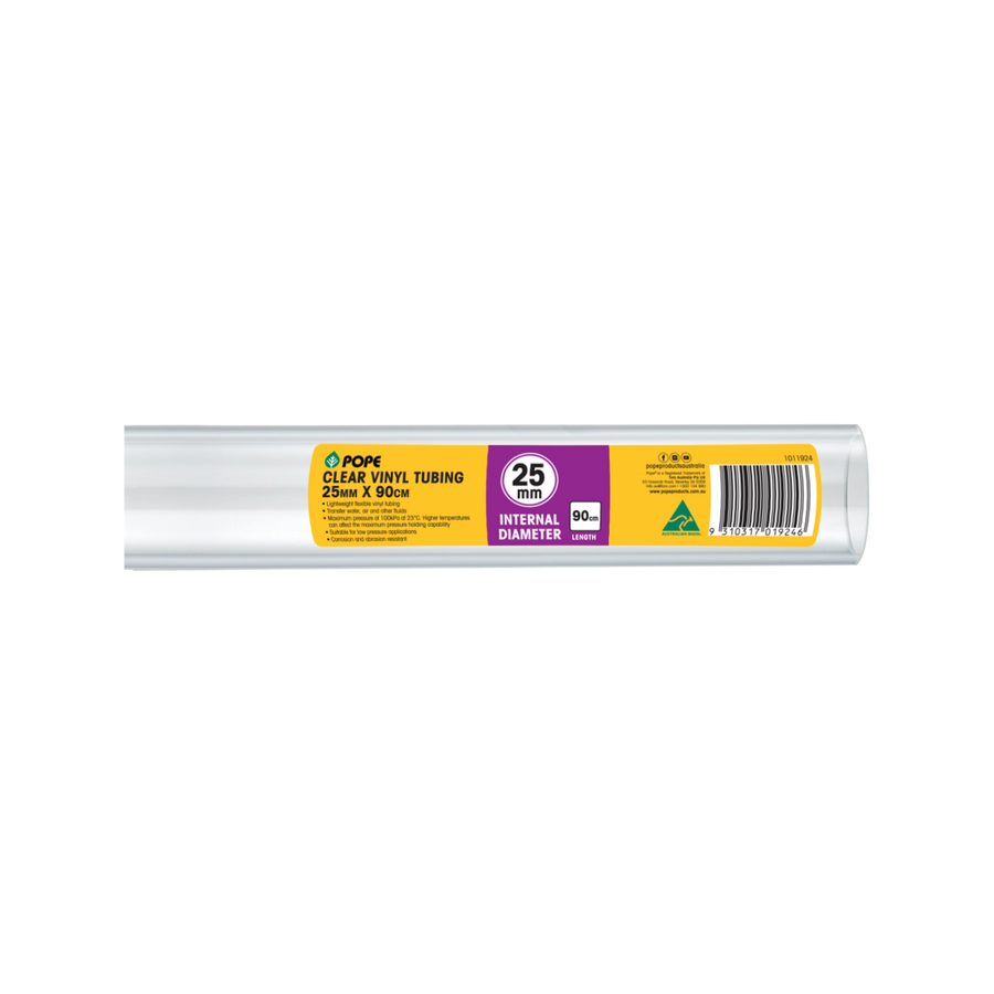 Pope 25mm x 90cm Clear PVC Vinyl Tubing