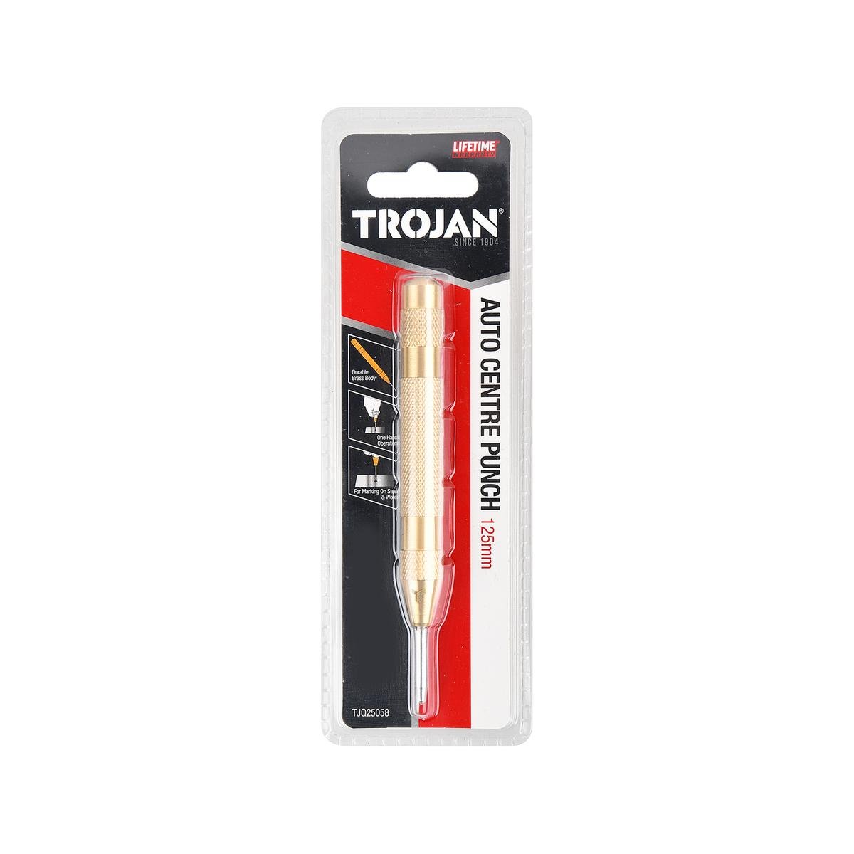 Trojan 125mm Auto Centre Punch - Brass - Precision Marking Tool - SuperSaverAU - view 1