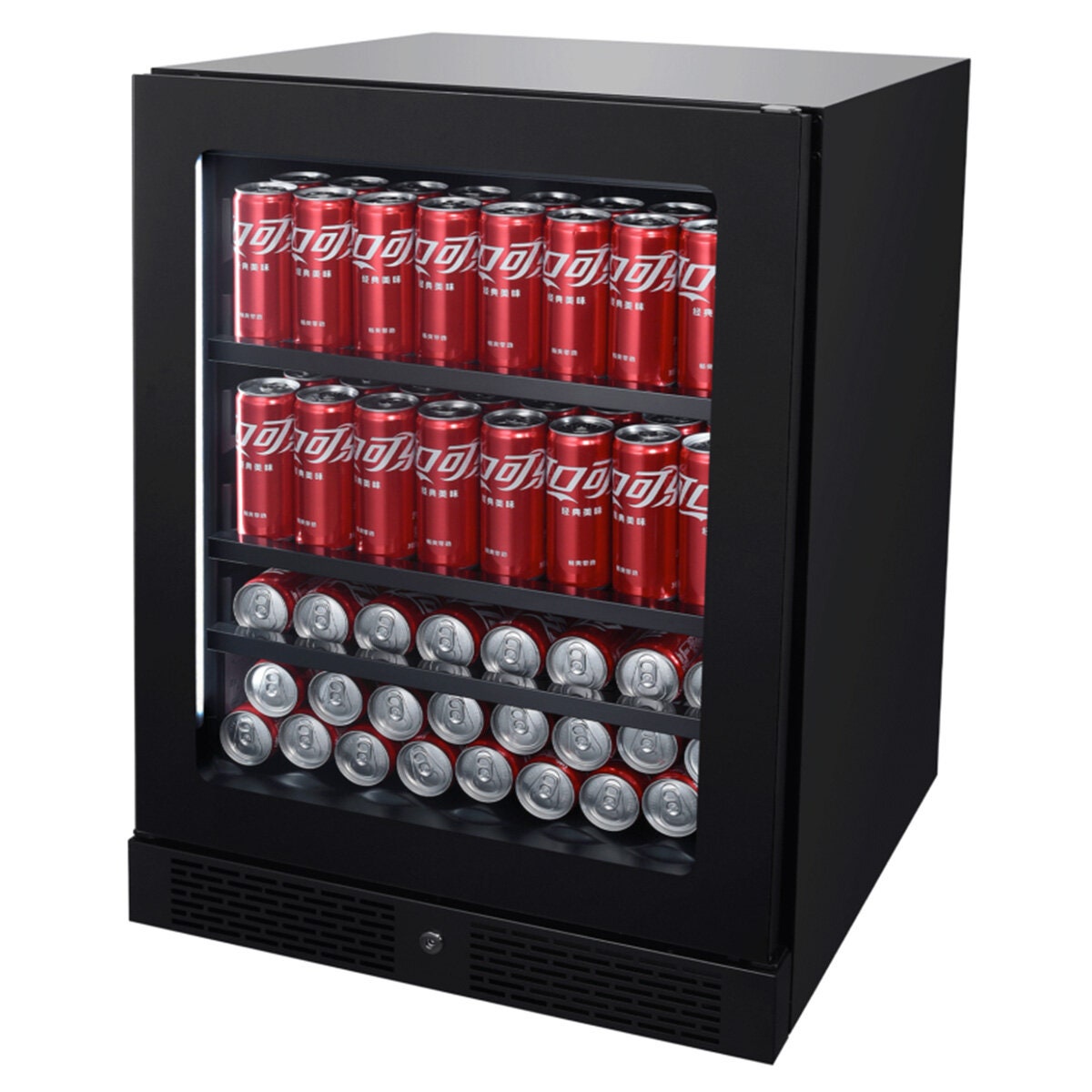Artusi 146L beverage centre - black smoky glass door, frost free, holds 127 cans - ABC142BV
