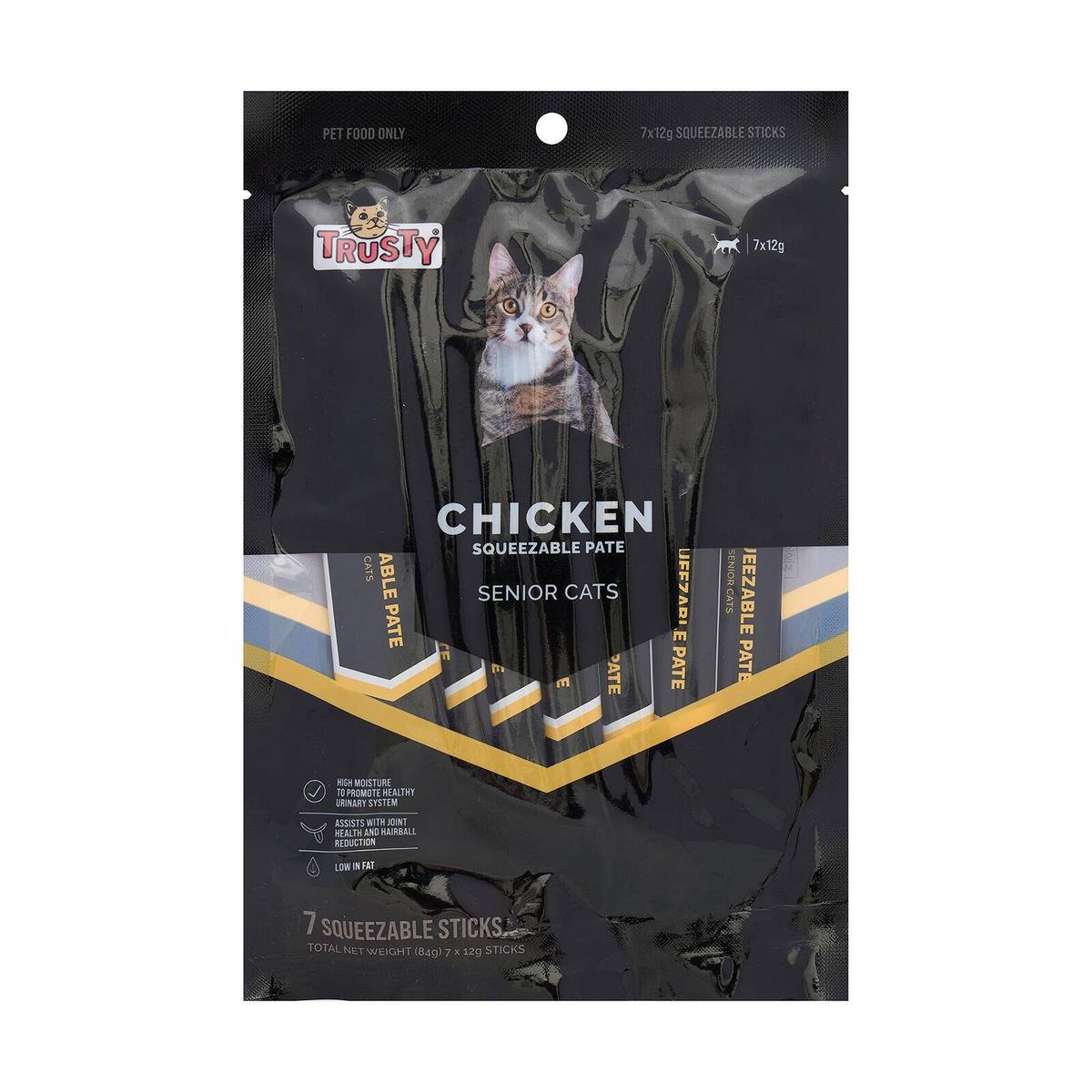 Trusty Chicken Squeezable Pate Senior Cat Treats - Pack of 7 x 12g - Joint Health - SuperSaverAU - view 1