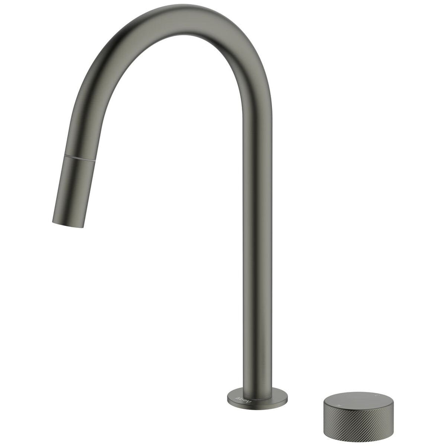 Abey Poco gooseneck pull out kitchen mixer tap - gunmetal, 5 star water rating - 8K2-GM-LF