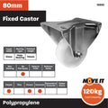 Move It 80mm White Polypropylene Fixed Plate Castor 120kg