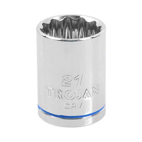 Trojan 21mm Socket 1/2" Drive - Chrome Vanadium - 12-Point Design - Durable - SuperSaverAU - view 1