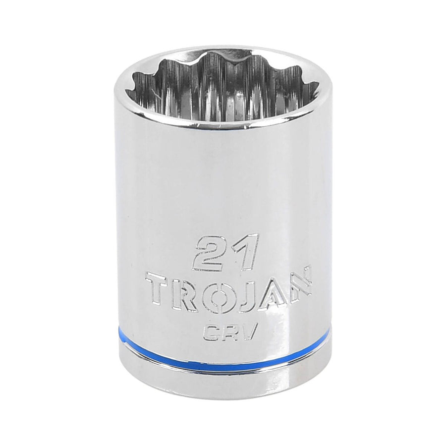 Trojan 21mm Socket 1/2" Drive - Chrome Vanadium - 12-Point Design - Durable - SuperSaverAU - view 1