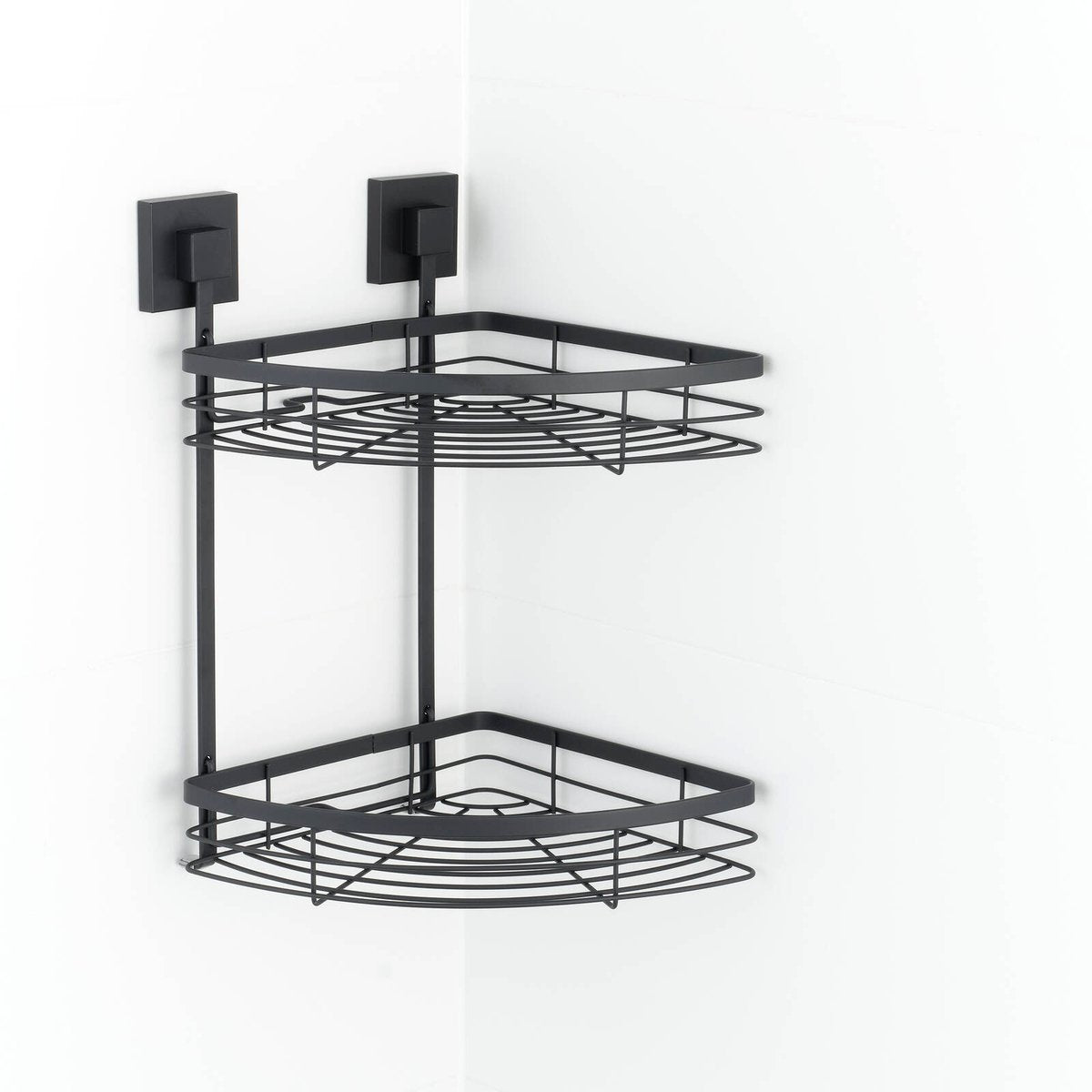 Fusion-Loc 26kg Black Matte Suction Double Corner Shower Caddy - SuperSaverAU - view 3