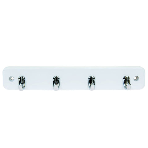 Mode Key Rack - 4 Brushed Nickel Hooks - White Board - Durable Design - SuperSaverAU - view 1