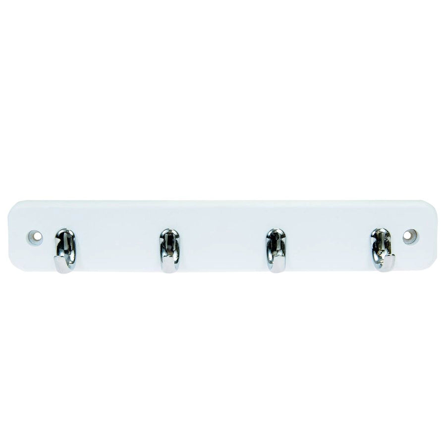Mode Key Rack - 4 Brushed Nickel Hooks - White Board - Durable Design - SuperSaverAU - view 1