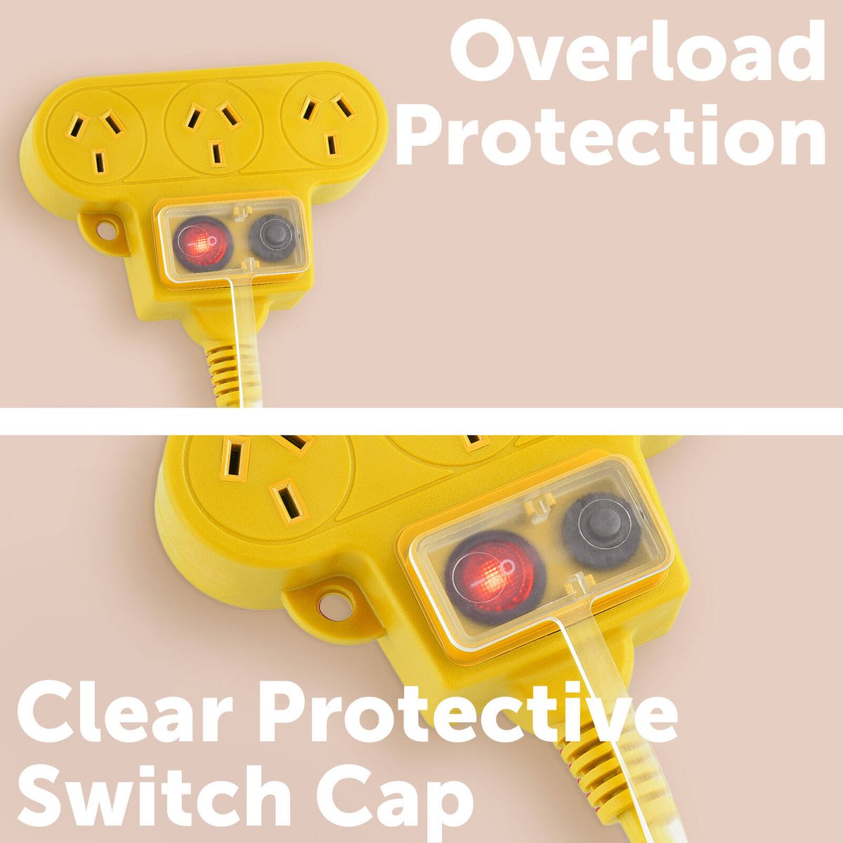 Arlec 15m Heavy Duty Triple Socket Extension Lead - Yellow - 3 Outlets - SuperSaverAU - view 3