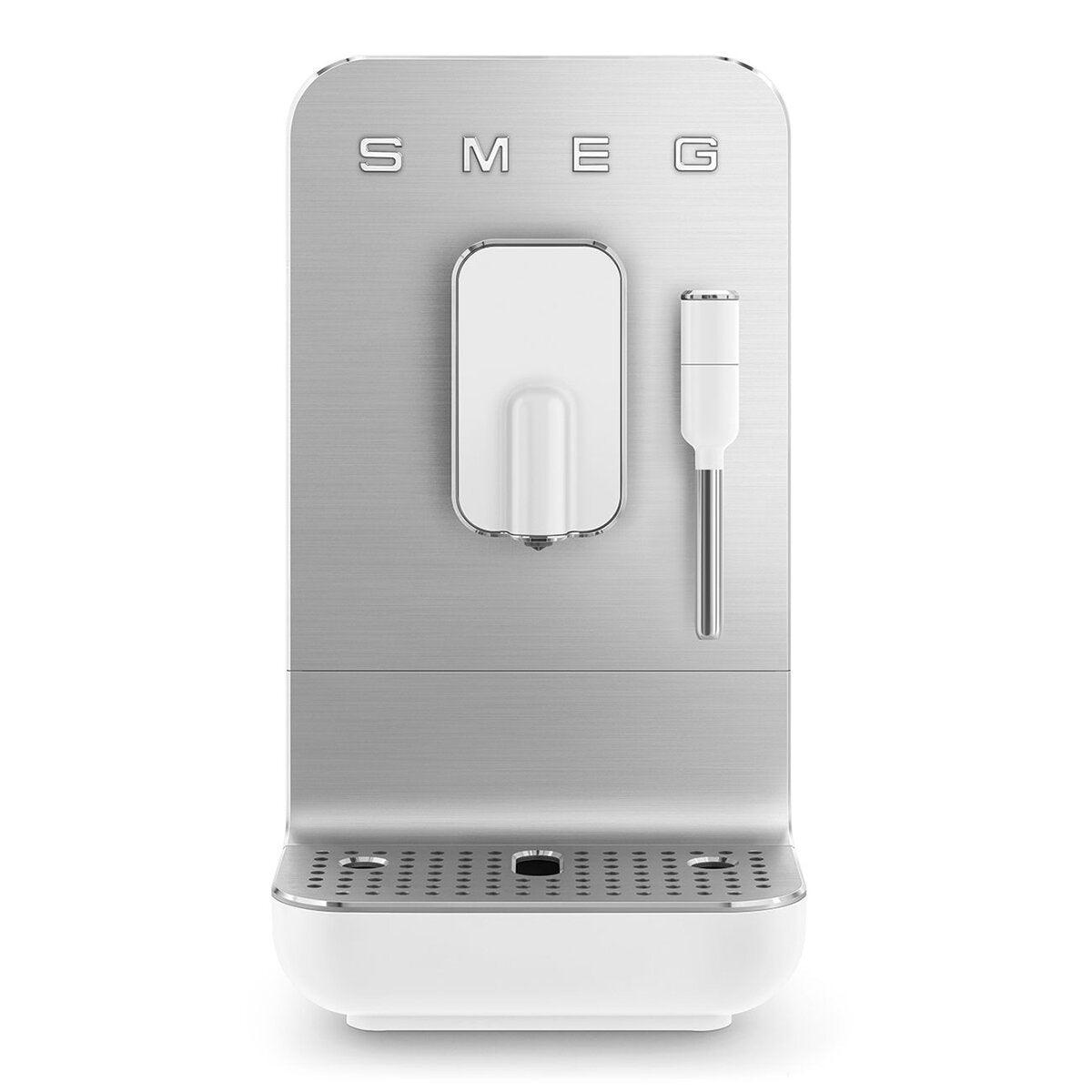 Smeg 50's Style automatic coffee machine with steam - white with aluminium face - 1.4L tank - BCC02WHMAU