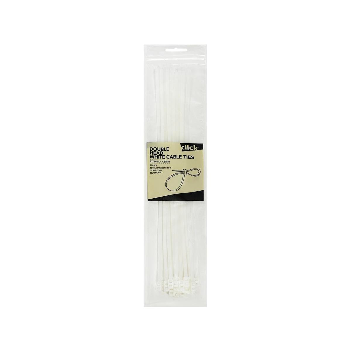 Click Double Headed Cable Tie - 370mm - Nylon - UV Resistant - 25 Pack - SuperSaverAU - view 1