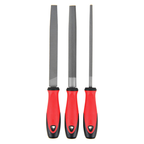 Trojan 3 Piece File Set 200mm Flat, Half Round and Round in Hardened Steel