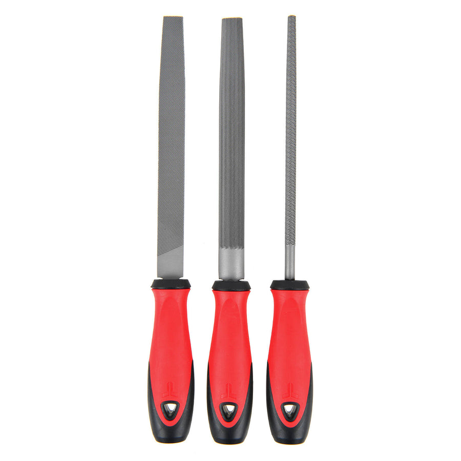 Trojan 3 Piece File Set 200mm Flat, Half Round and Round in Hardened Steel