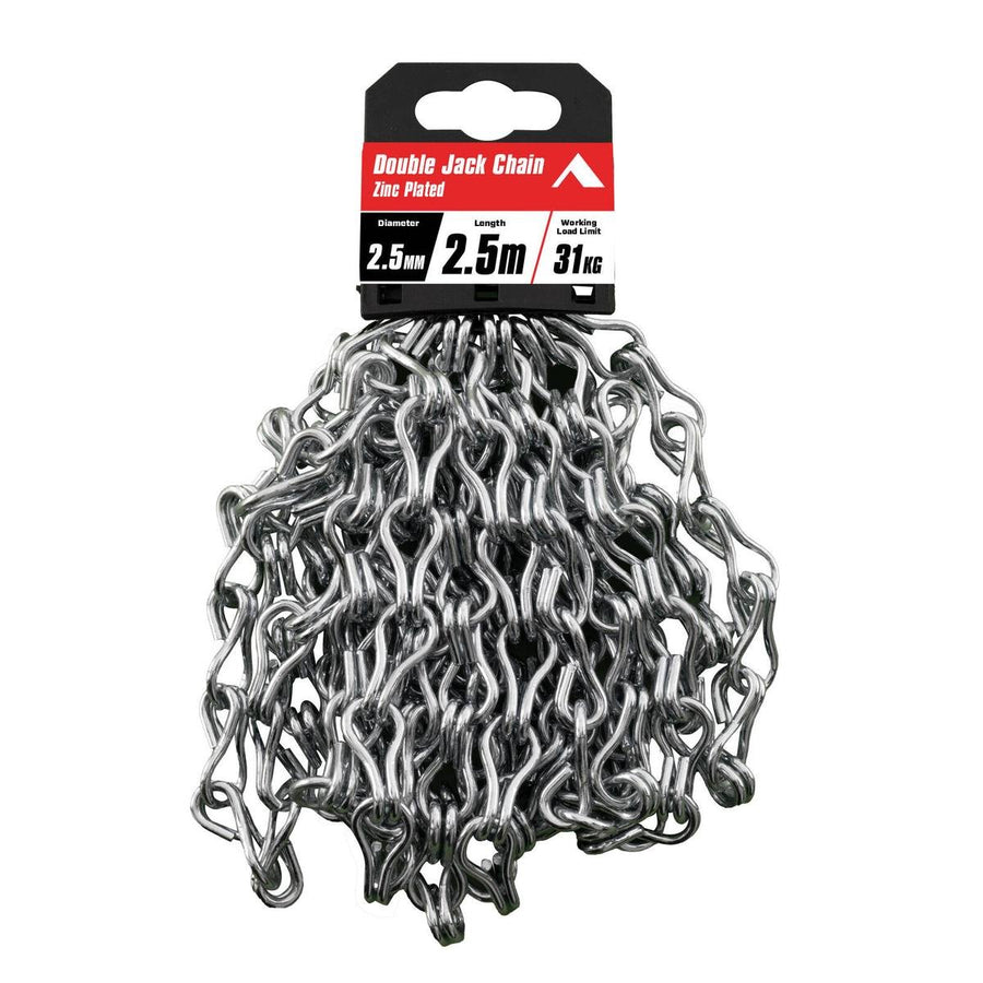 Pinnacle Zinc Plated Double Jack Chain 5mm x 2.5m - 31kg Load Rating - SuperSaverAU - view 1