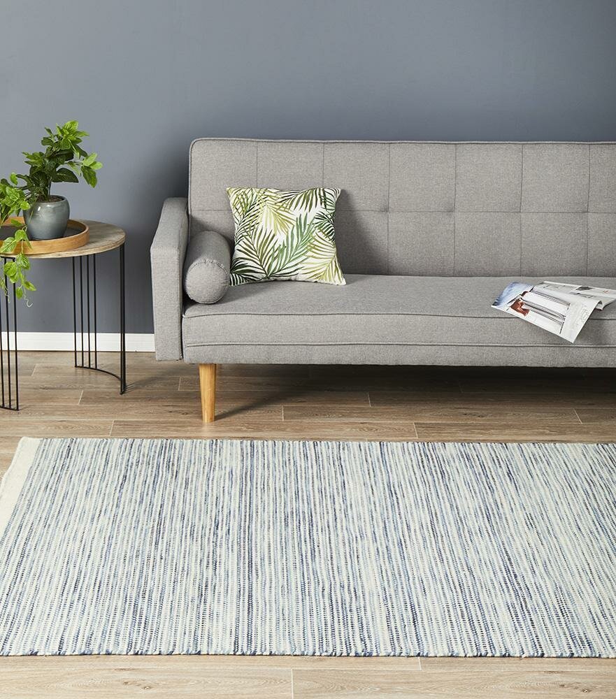 Rug Culture Skandi Large Rug 280x190cm - Blue Wool, Hand Loomed Flatweave - SKAN310BLU280X190