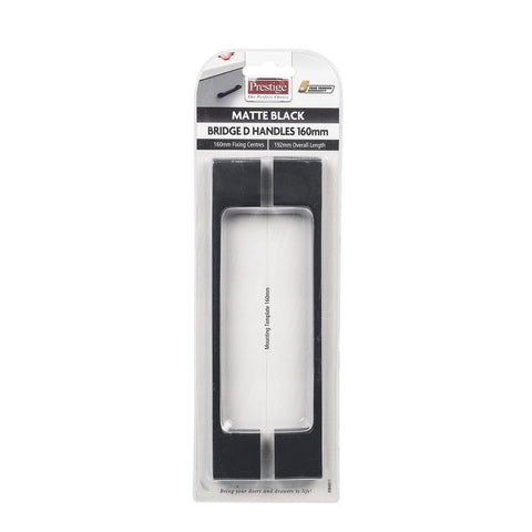 Prestige Black D Bridge Handle 160mm 2 Pack Easy Installation - SuperSaverAU - view 1