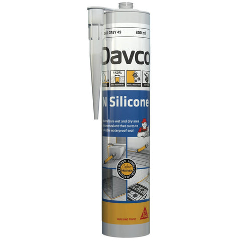 Sika 300ml Davco N Silicone Neutral Cure - Light Grey - Mould Resistant - SuperSaverAU - view 1