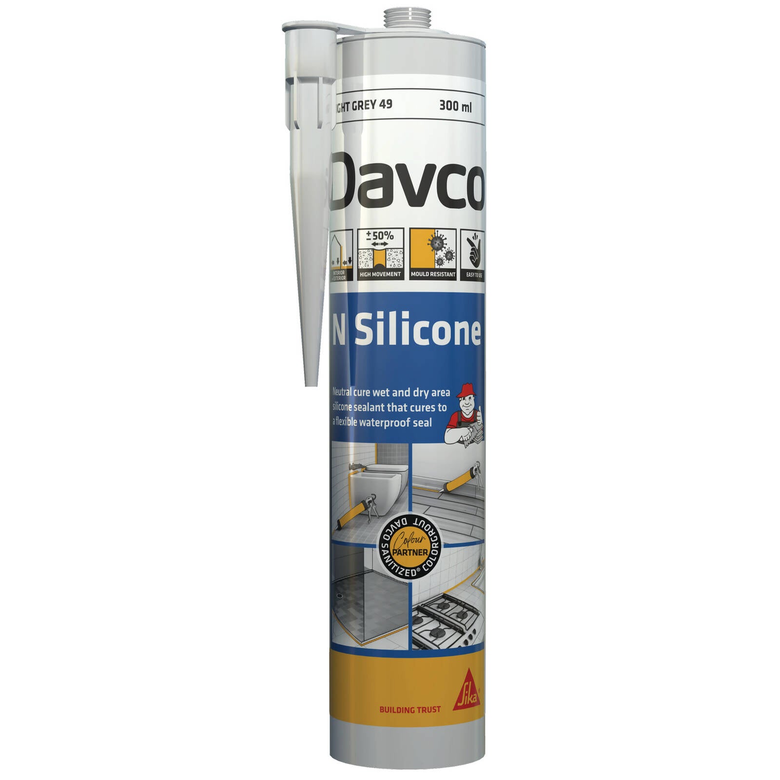 Sika Davco N Silicone Neutral Cure Light Grey NO49 300ml