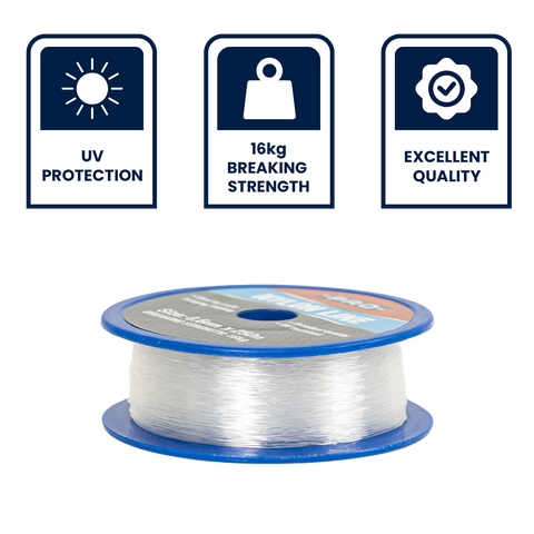 Grunt 0.6mm x 250m Nylon Fishing Line, Clear, Weather Resistant, 16kg Break Strength