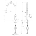 Turner Hastings Ludlow Pull Out Sink Mixer - Brushed Nickel, Brass, White Lever Handle - LU108PM-BN